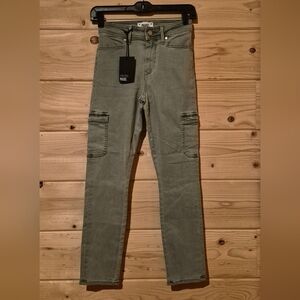 PAIGE Women’s Mint Green Slim High Rise Skinny Ankle Cargo Pants Size 24x26